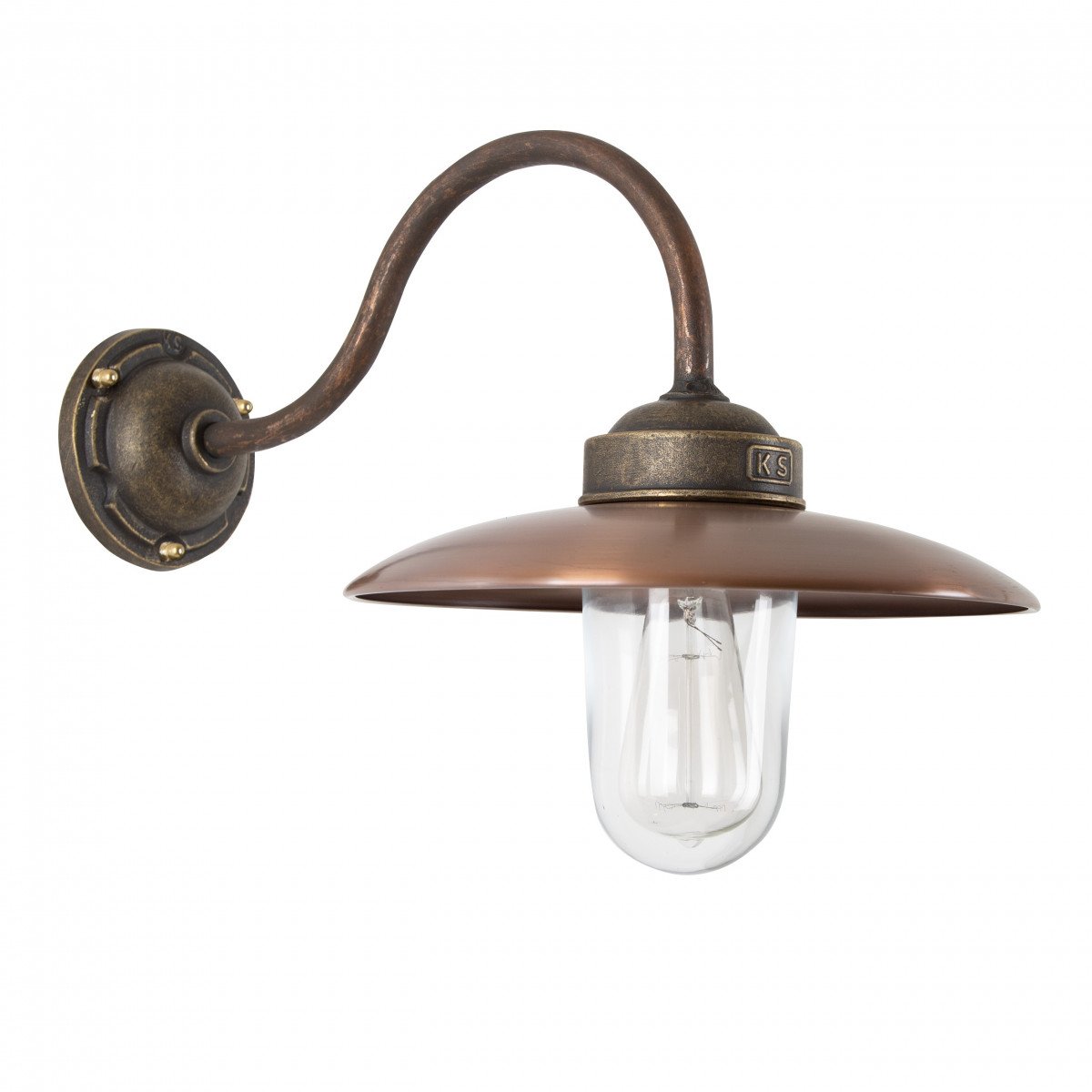 Stallamp met zwanenhals, brons en koper. De Landes - Duurzame KS kwaliteitsverlichting. 