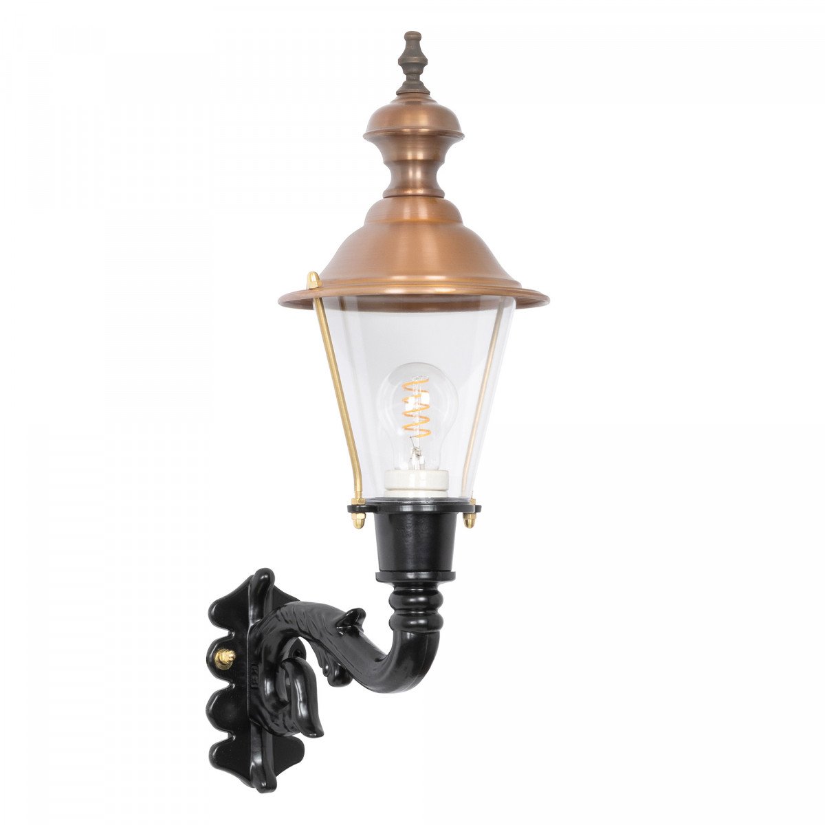 klassieke buitenverlichting buitenlamp hoorn van KS Verlichting. Klassiek gevelarmatuur met koper deksel
