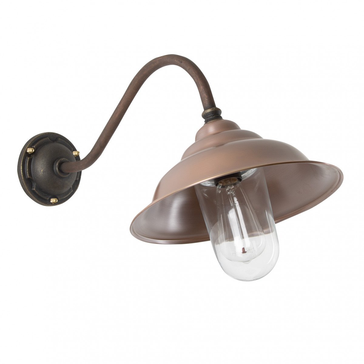 Savoye II landelijke stallamp Brons en Koper met helder stolpglas en voorwaartse lichtbundel