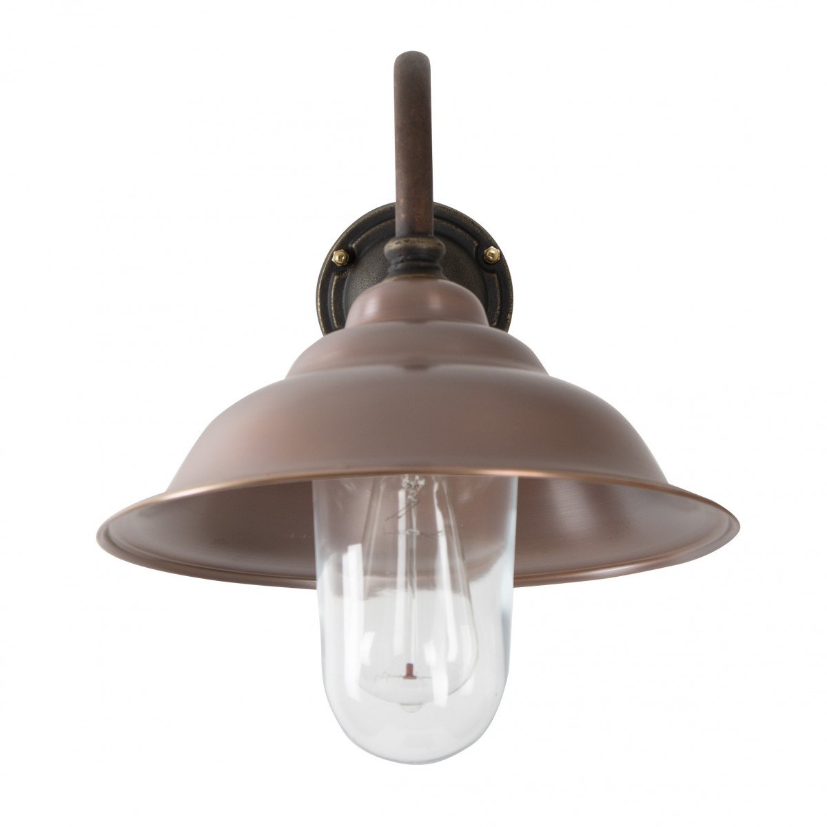 Savoye II landelijke stallamp Brons en Koper met helder stolpglas en voorwaartse lichtbundel