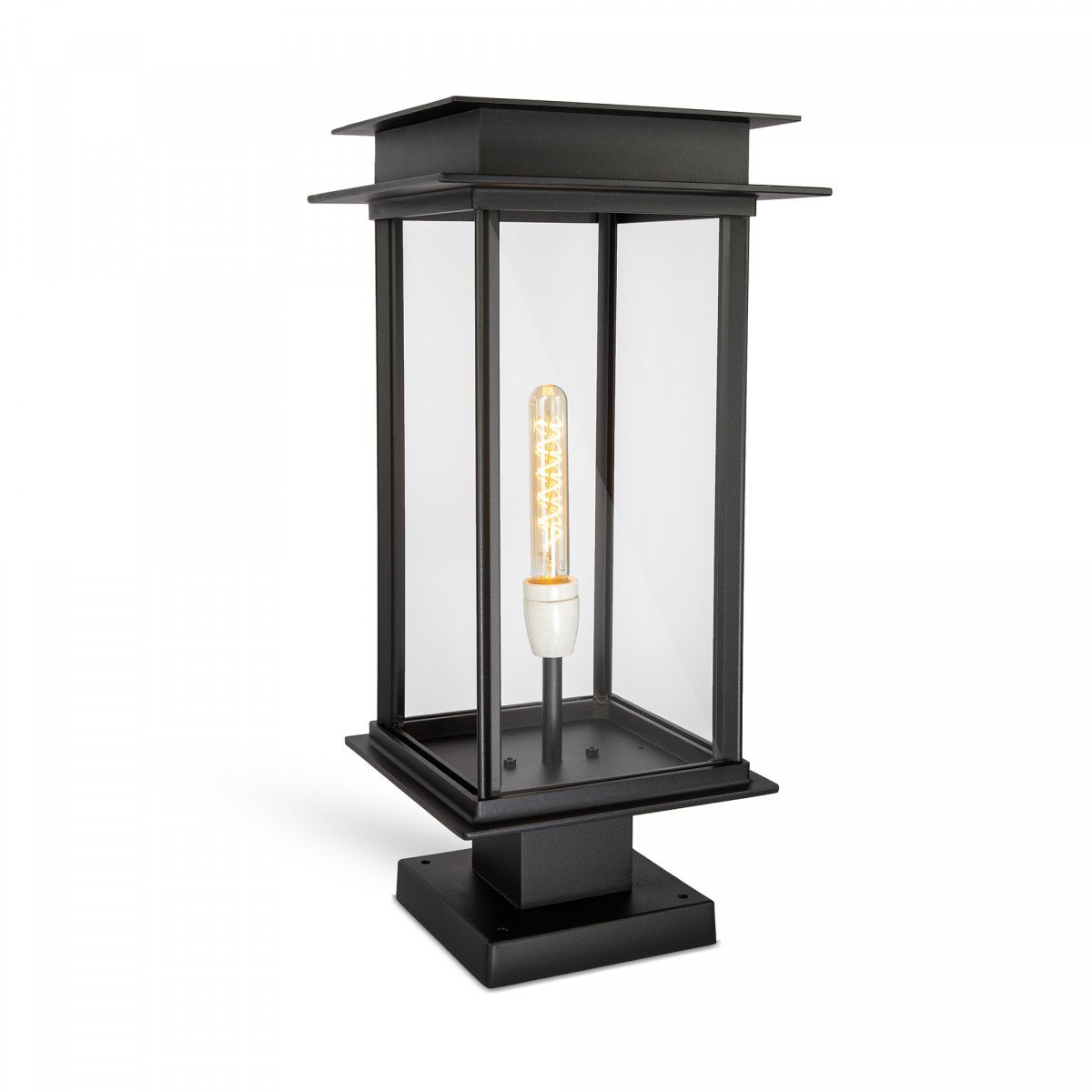 Buitenlamp Praag XL sokkel, prachtige strak klassiek tijdloze unieke buitenverlichting op een voet, stijlvol vormgegeven buitenverlichting en tuinverlichting van KS Verlichting, kwaliteitsverlichting handmade 