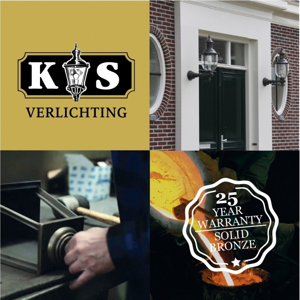 Klassieke bronzen wandlamp met ronde glazen stolp