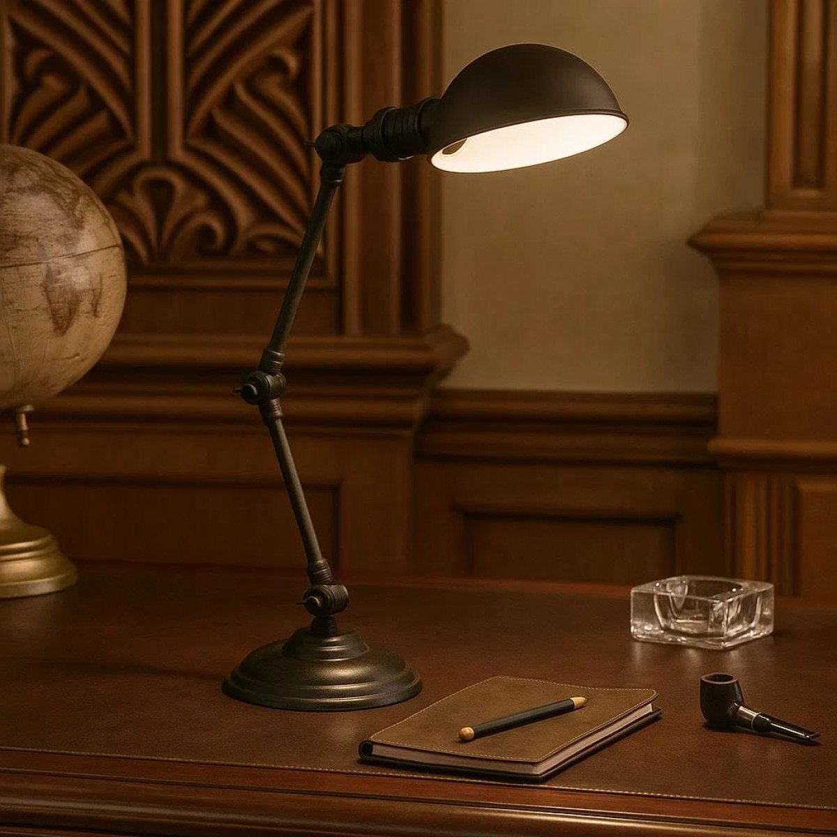 Bureaulamp Darwin antiek Zwart 