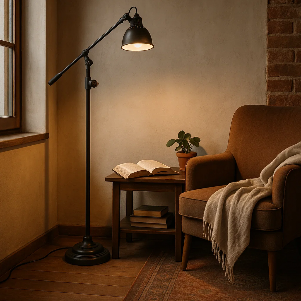Vloerlamp Archer Antiek zwart