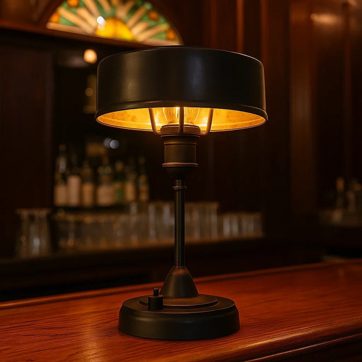 bureaulamp, tafellamp, zwart, messing, industrieel, vintage, auxerre