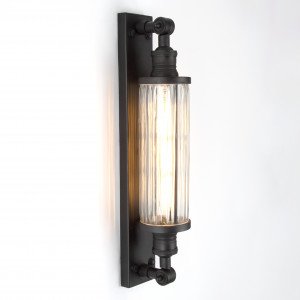 Messing muurlamp Astor zwart messing met glas Messing muurlamp Astor zwart messing met glas