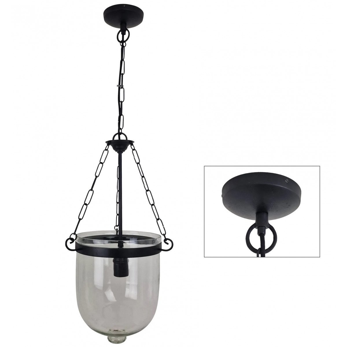 Hanglamp Bell Jar Antiek Zwart
