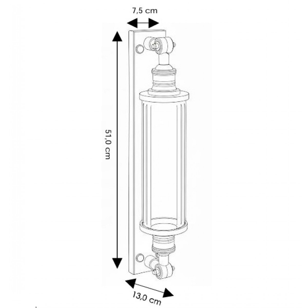 Messing muurlamp Astor zwart messing met glas