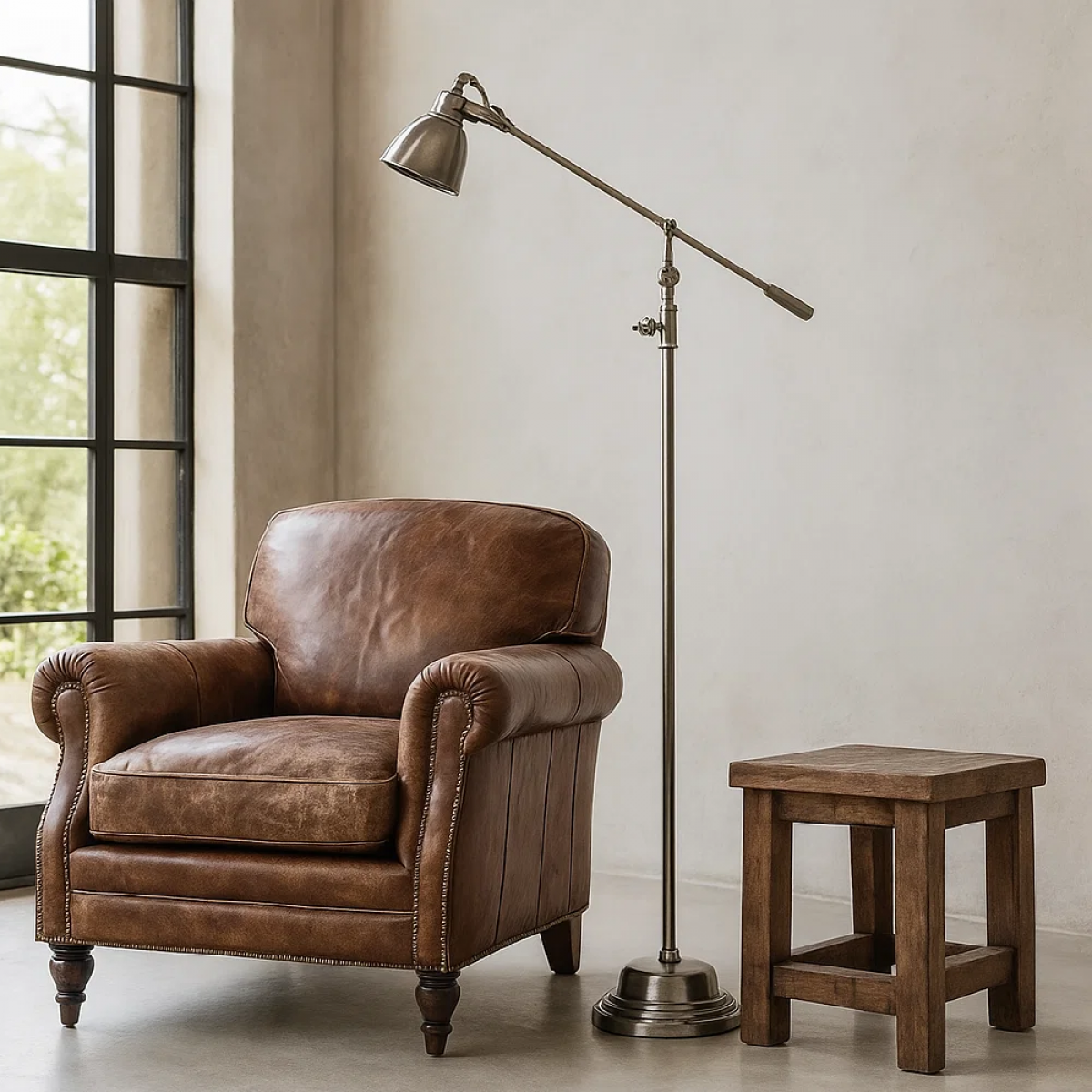 Vloerlamp Archer Antiek zilver