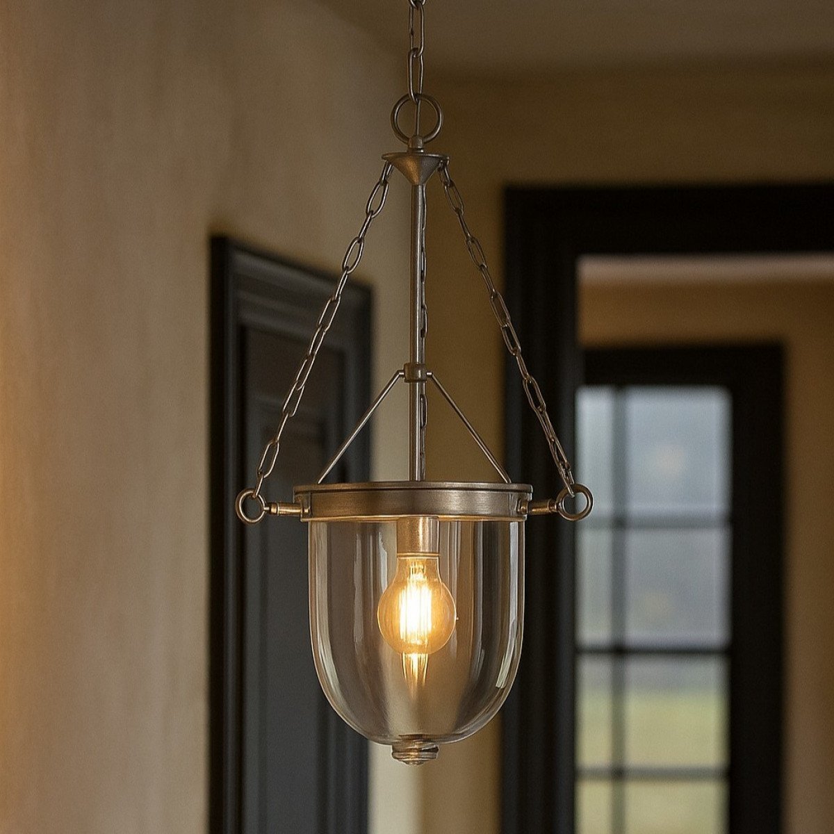 Hanglamp Bell Jar Antiek Zilver
