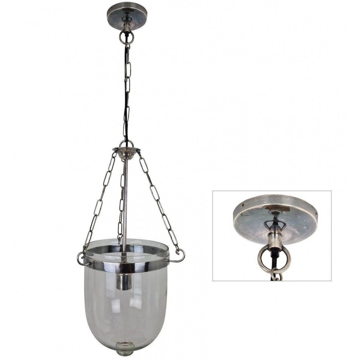 Hanglamp Bell Jar Antiek Zilver