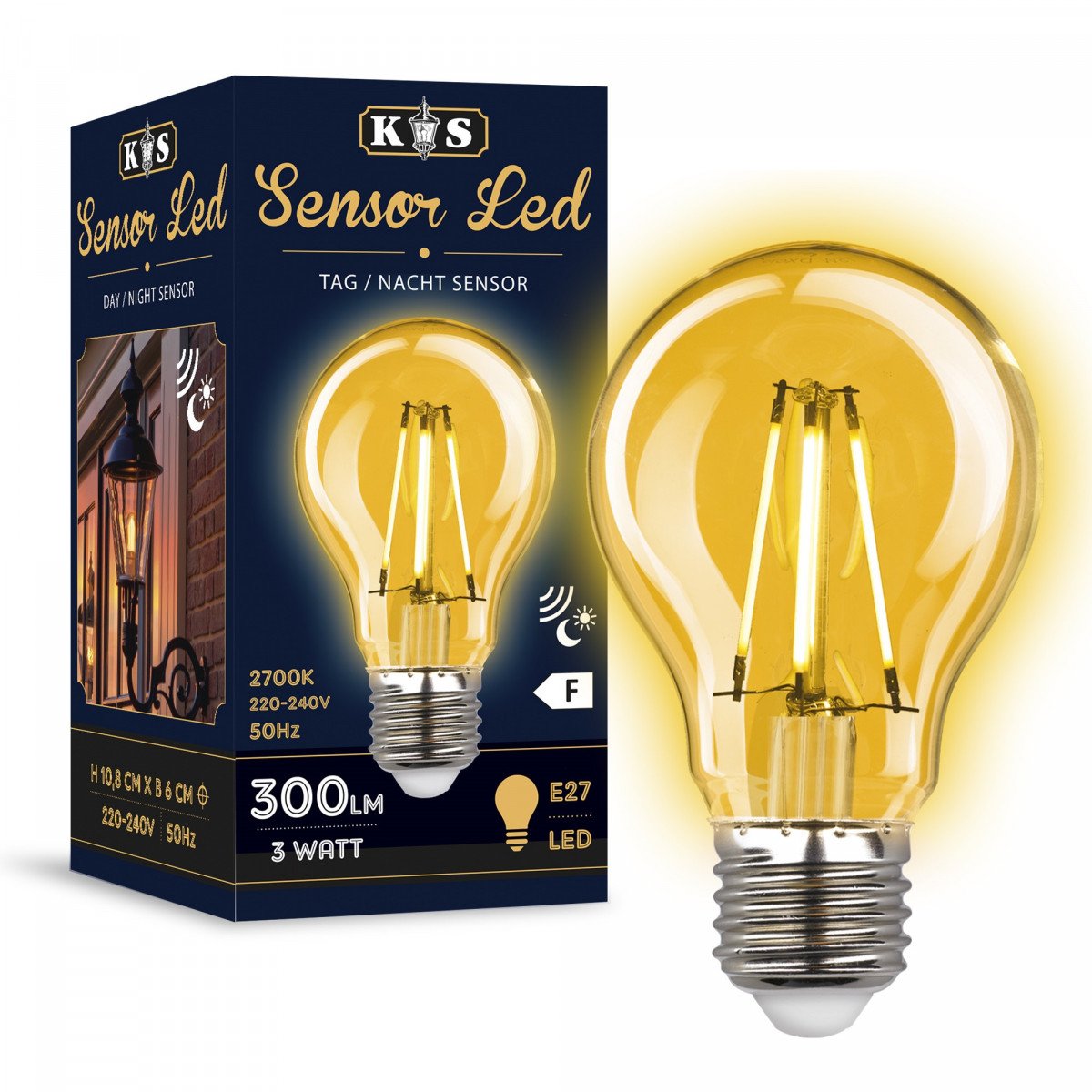 Sensor LED 3W dag/nacht