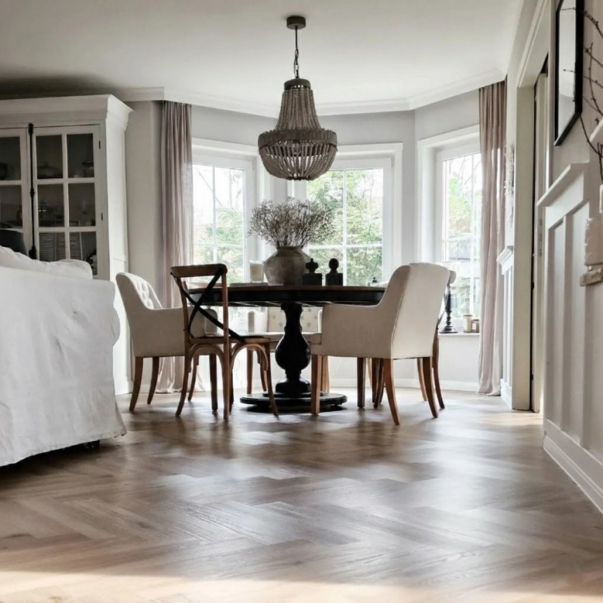 Kroonluchter, ambachtelijke kralen hanglamp hout