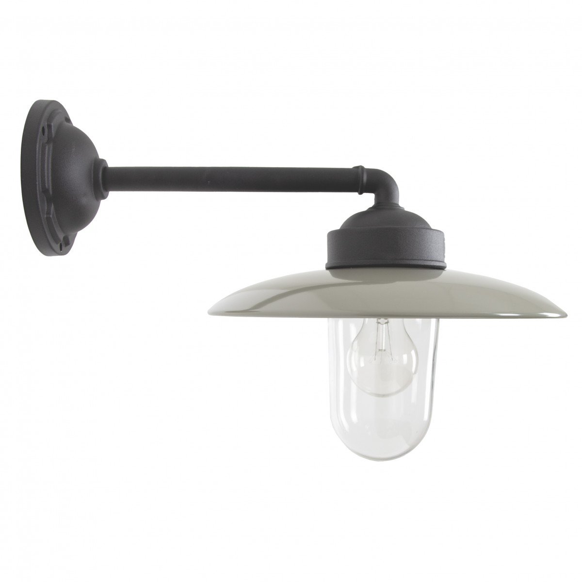 Hoogwaardige buitenlamp, model stallamp mat zwarte steun en taupe deksel