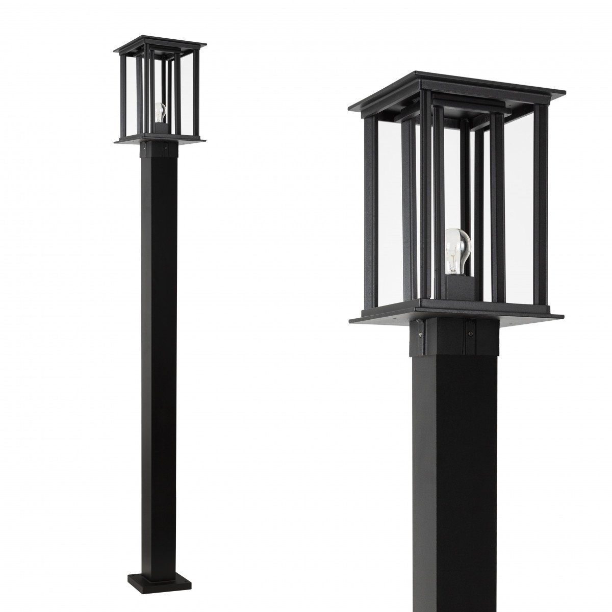 Strakke en moderne buitenlamp Capital New York Lantaarn tuinlamp vierkant in de kleur zwart