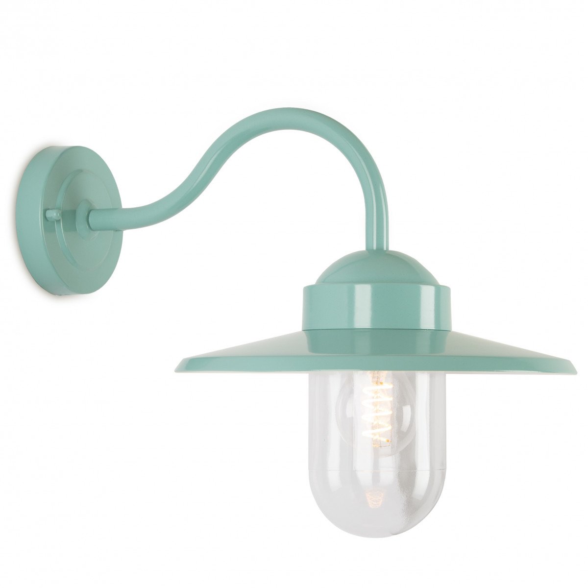 muurlamp Dolce mintgroen, prachtige trendy buitenlamp, type stallamp met helder stolpglas, E27 fitting geschikt voor led lichtbronnen, trendy buitenverlichting van KS Verlichting