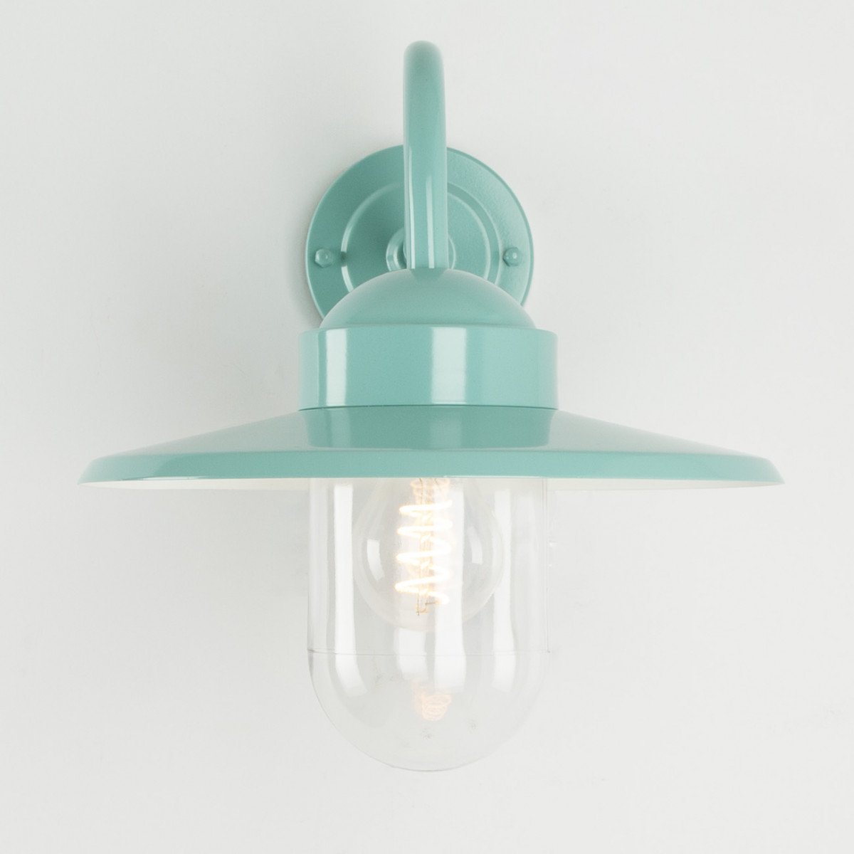 muurlamp Dolce mintgroen, prachtige trendy buitenlamp, type stallamp met helder stolpglas, E27 fitting geschikt voor led lichtbronnen, trendy buitenverlichting van KS Verlichting