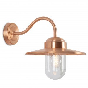 muurlamp Dolce koper, buitenlamp type stallamp met glazen stolp, koperen buitenverlichting van KS Verlichting muurlamp Dolce koper, buitenlamp type stallamp met glazen stolp, koperen buitenverlichting van KS Verlichting