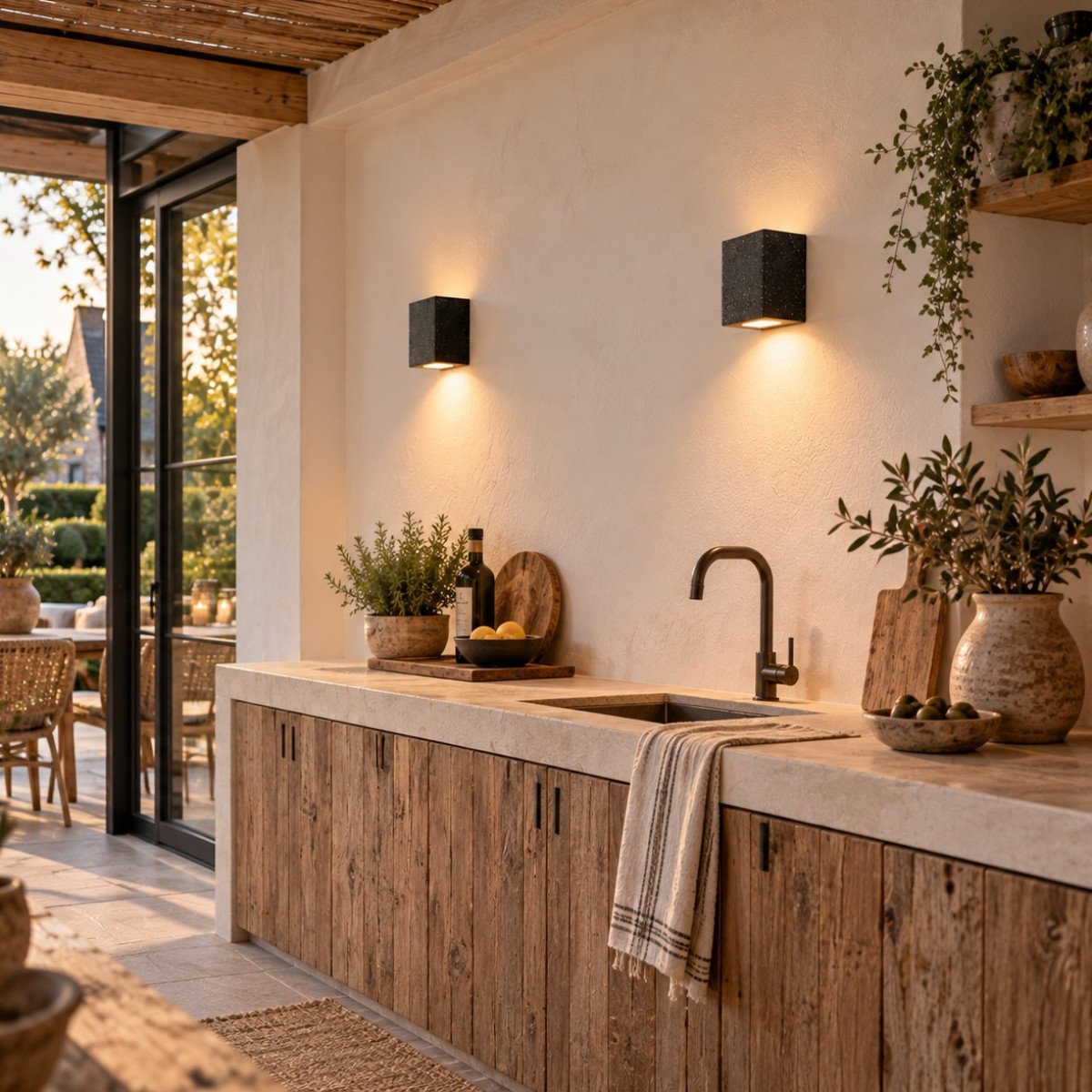 Pure up/down beton wandlamp zwart voor binnen en buiten