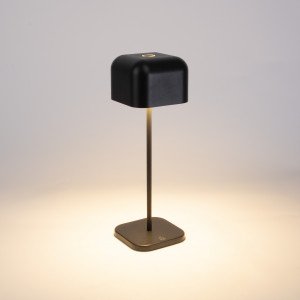 Tafellamp Cabo in donkergrijs aluminium, vierkant design, geschikt voor binnen en buiten. Tafellamp Cabo in donkergrijs aluminium, vierkant design, geschikt voor binnen en buiten.