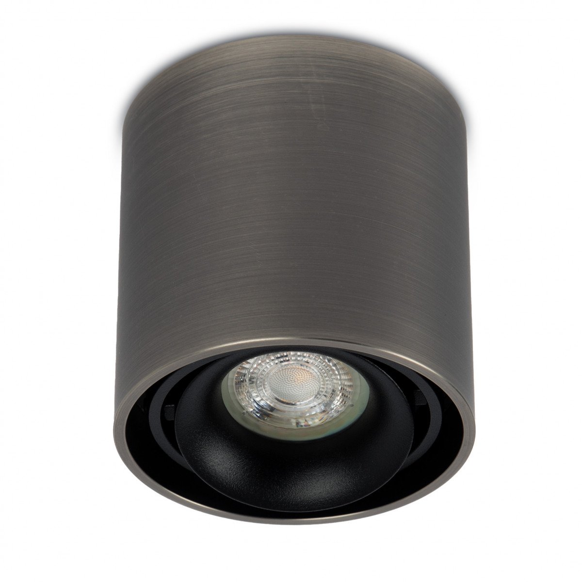 Opbouwspot Oliver van KS Verlichting rond, modern en robuust in de kleur gun metal.