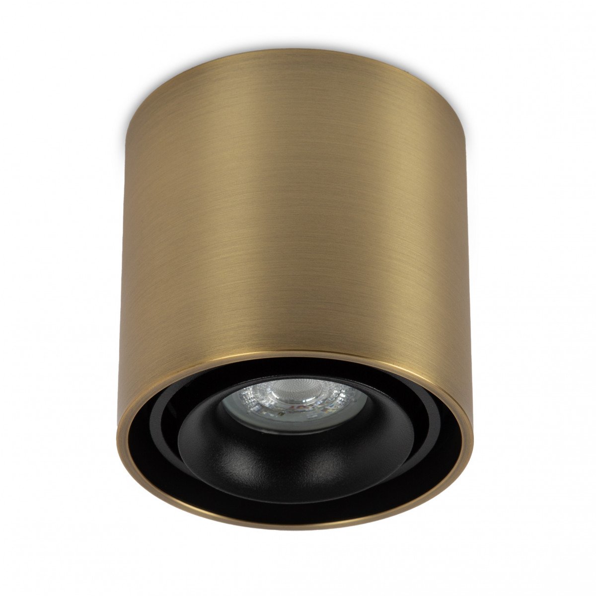 Opbouwspot Oliver van KS Verlichting rond, modern en robuust in de kleur messing.