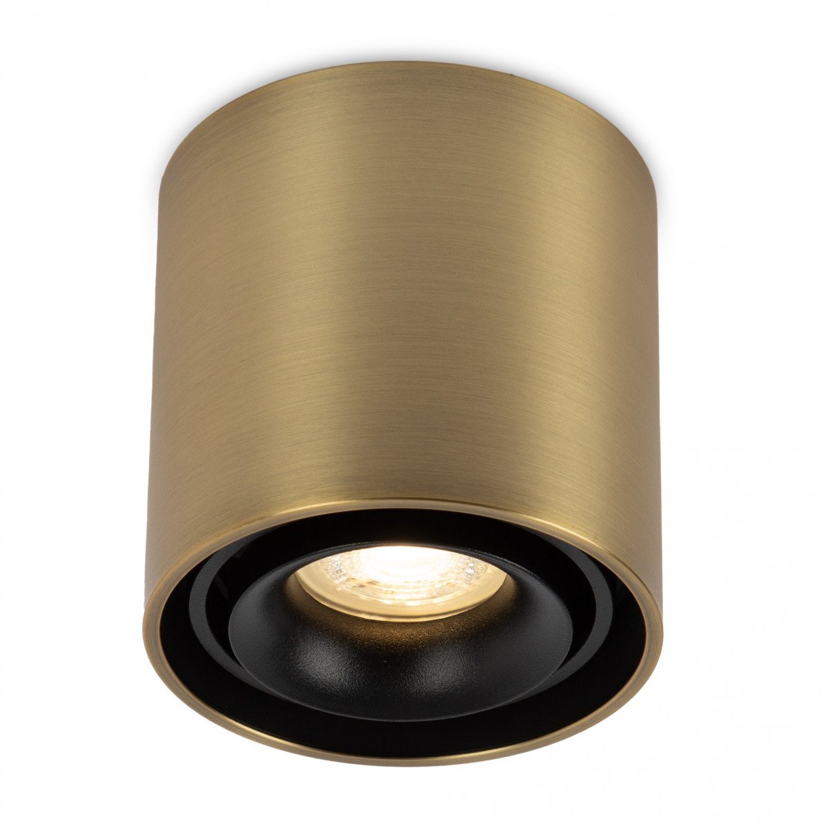 Opbouwspot Oliver van KS Verlichting rond, modern en robuust in de kleur messing.