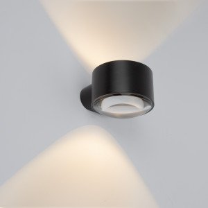 Zwarte convex glazen venster modern wandlamp up&down Zwarte convex glazen venster modern wandlamp up&down