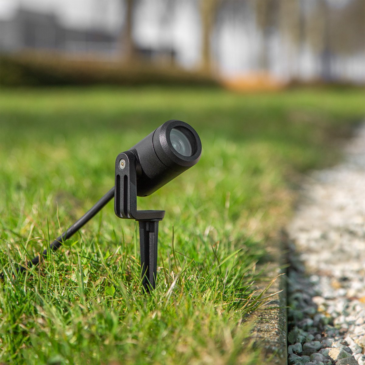 Mat Zwarte LED tuinspot met spie en stekker