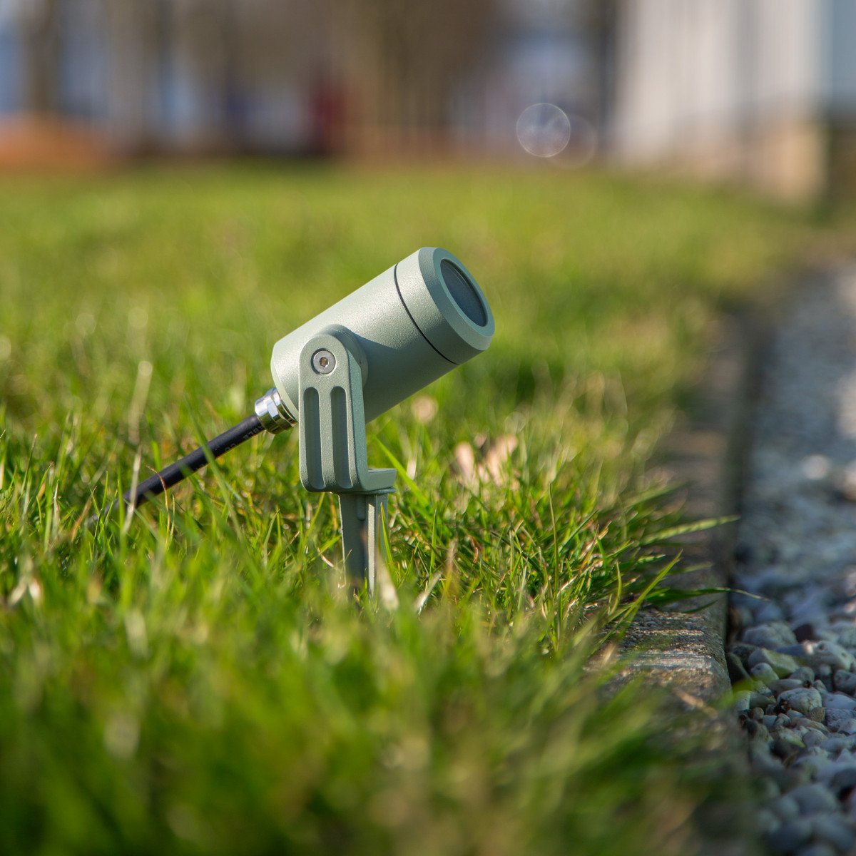 Groene LED tuinspot met grondspie en snoer
