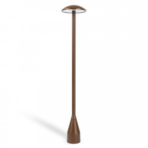 Staande LED-terraslamp van 80 cm hoog met cortenstaal-kleurige coating en indirect licht. Staande LED-terraslamp van 80 cm hoog met cortenstaal-kleurige coating en indirect licht.