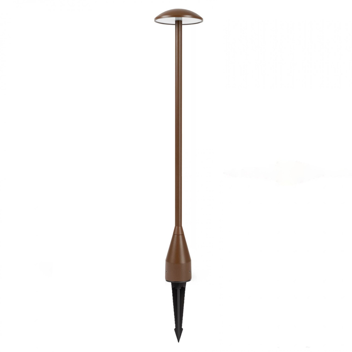 Staande LED-terraslamp van 80 cm hoog met cortenstaal-kleurige coating en indirect licht.