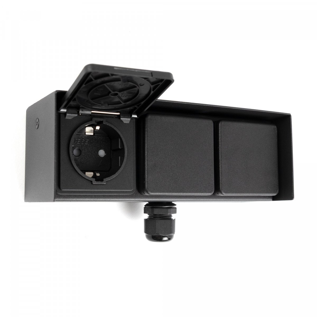 Wandstopcontact Buiten 3 Zwart