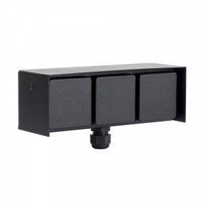 Wandstopcontact Buiten 3 Zwart