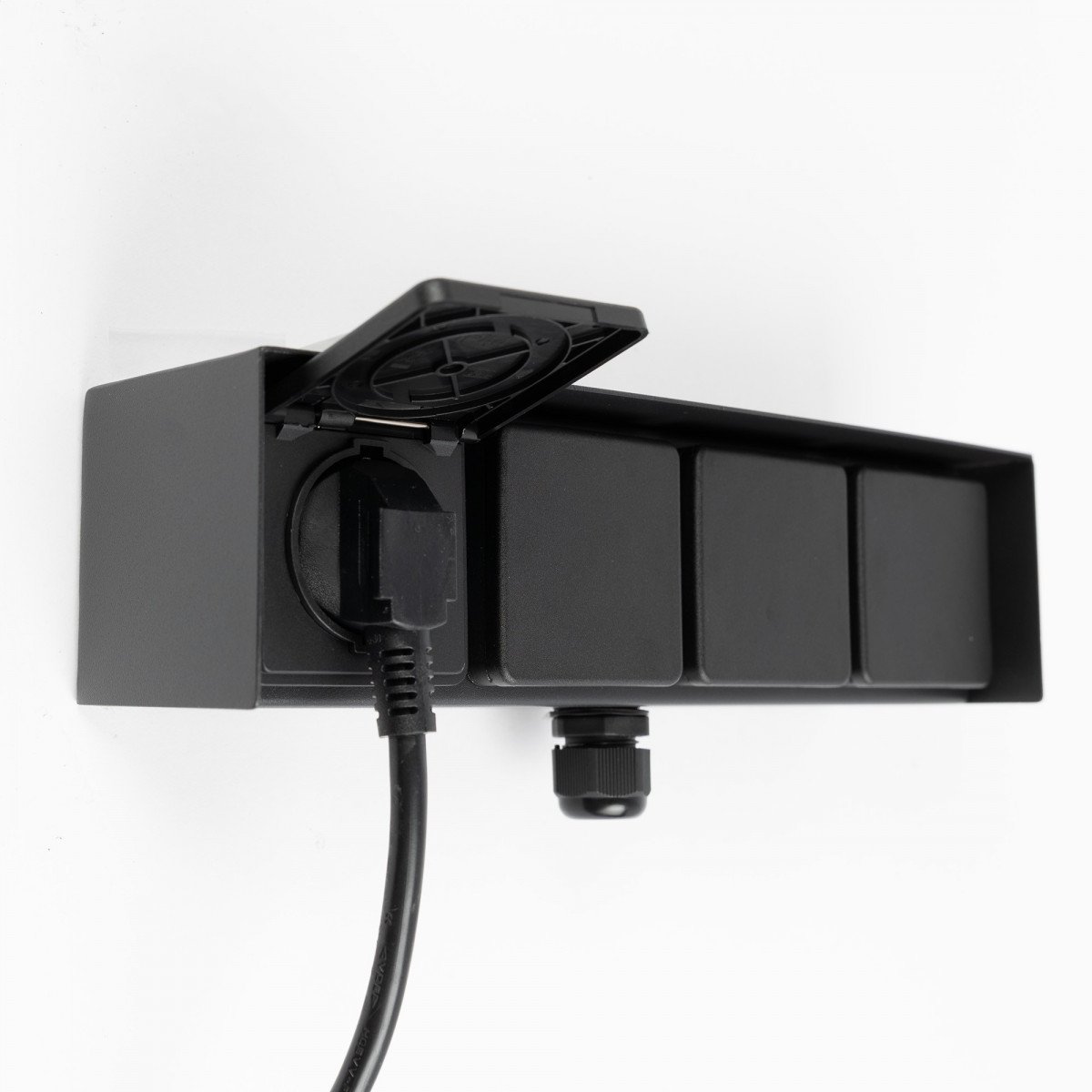 Wandstopcontact Buiten 4 Zwart