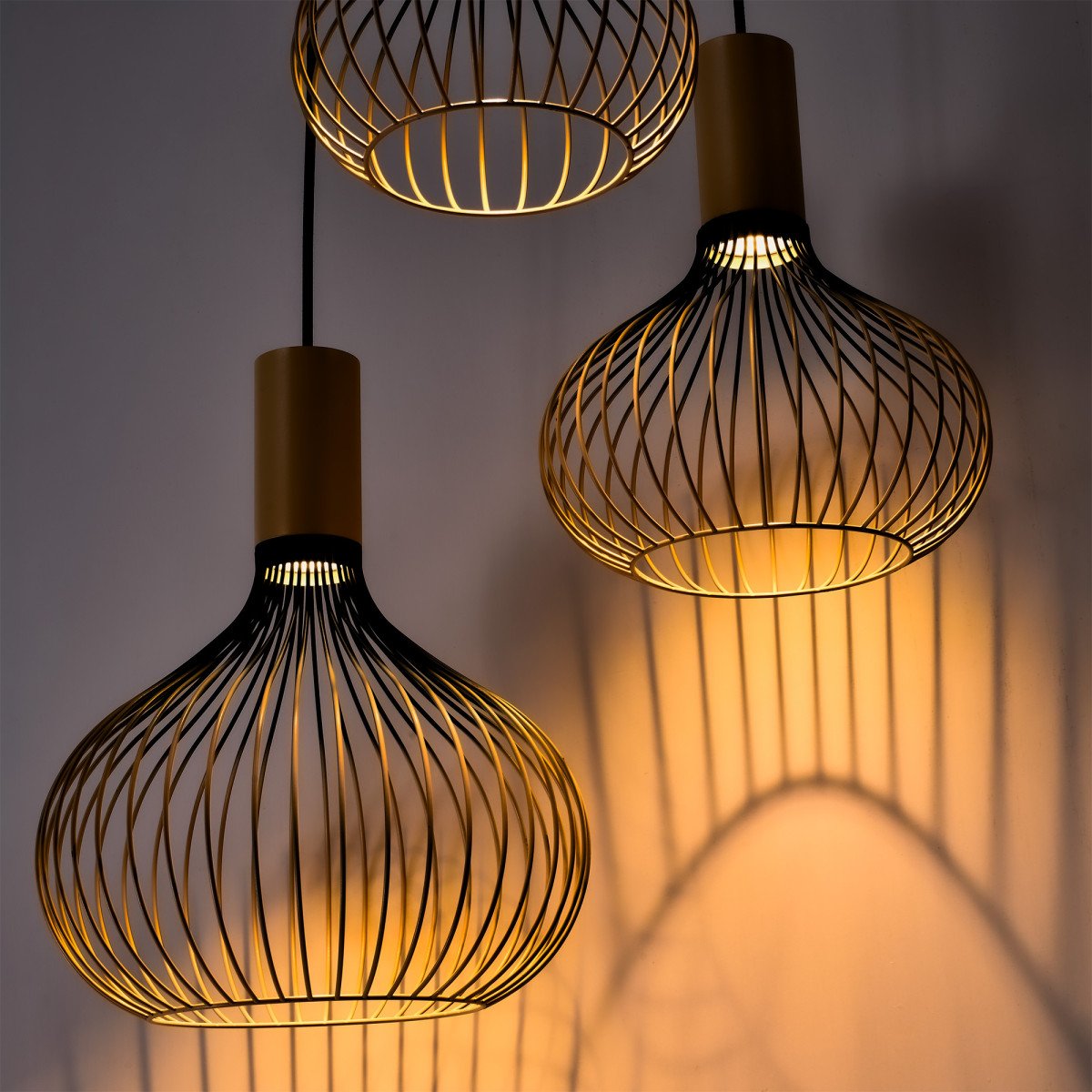 Isabel 3-lichts Hanglamp Zwart Beige