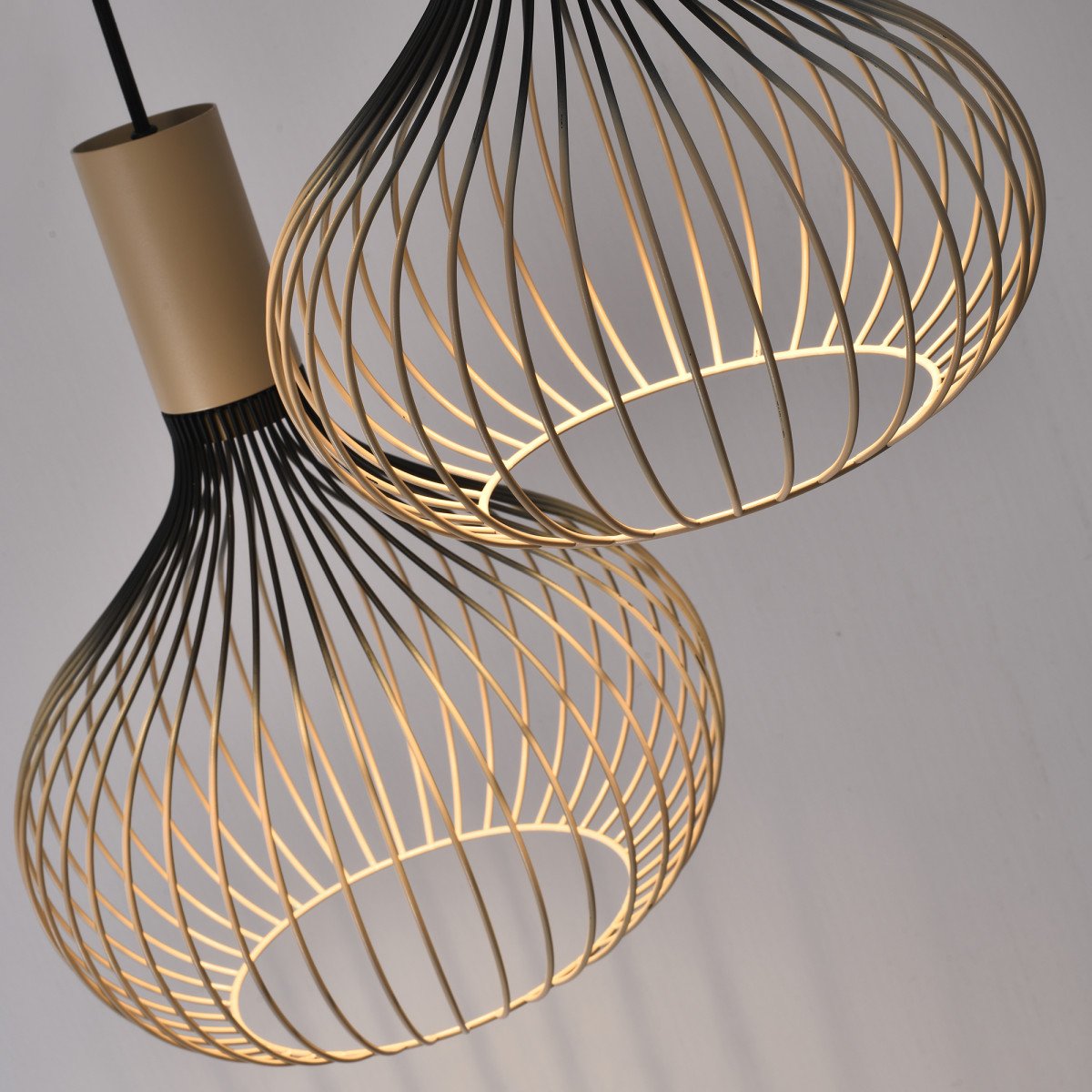 Isabel 3-lichts Hanglamp Zwart Beige