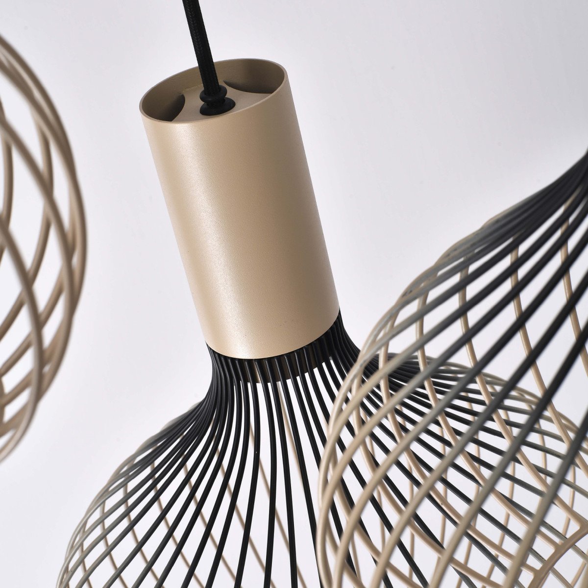 Isabel 3-lichts Hanglamp Zwart Beige