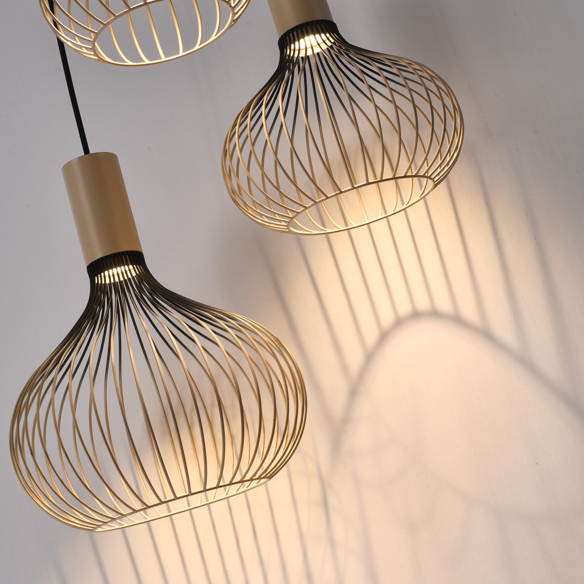Isabel 3-lichts Hanglamp Zwart Beige