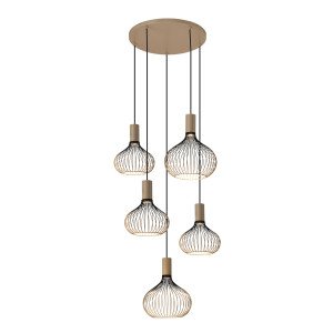 Plafondlamp Isabel 5-lichts Champagne