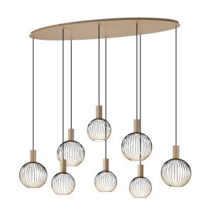 Plafondlamp Ascha 8-lichts Champagne