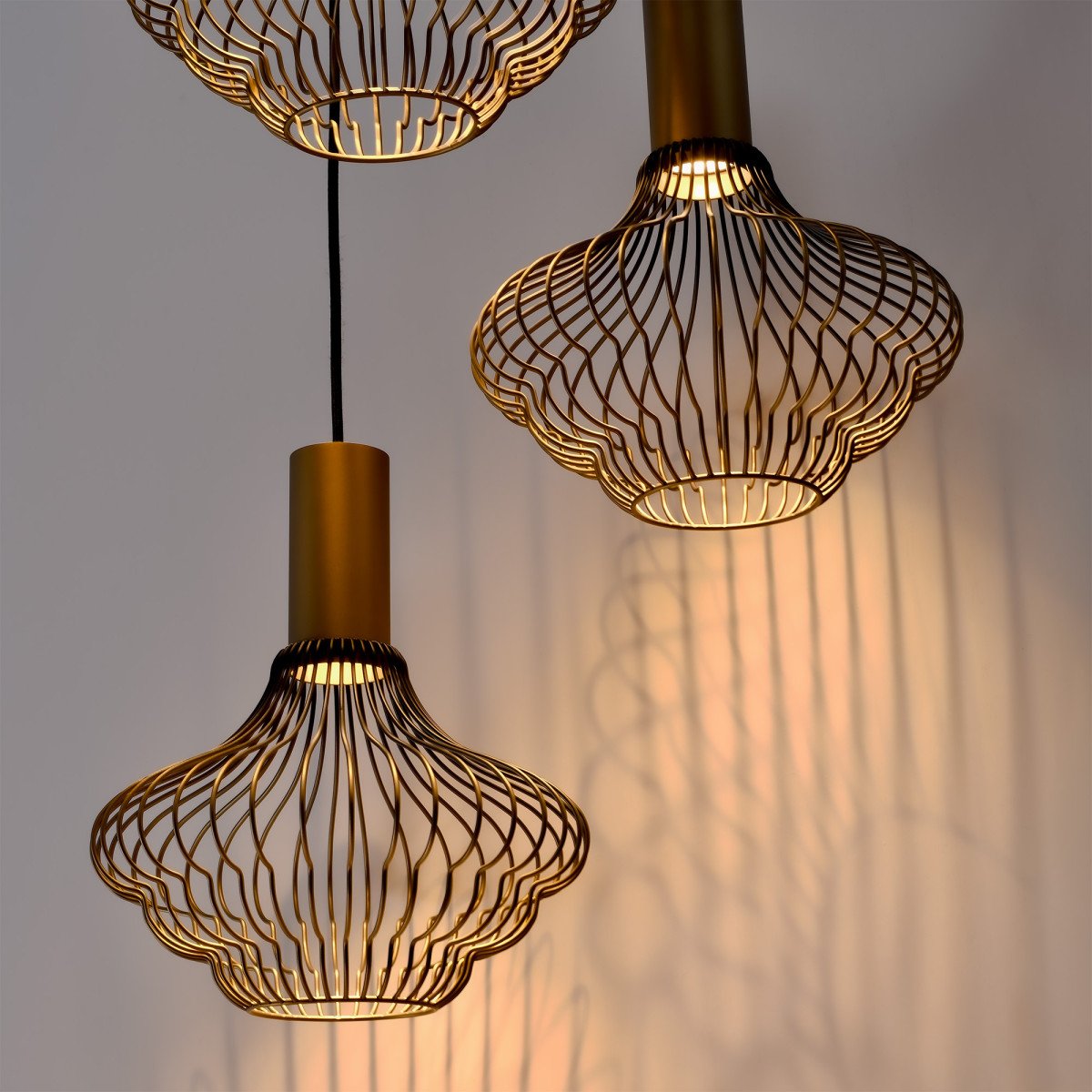Asli 5-lichts Hanglamp Zwart Goud 