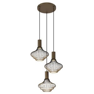 Asli 3-lichts Hanglamp Zwart Goud