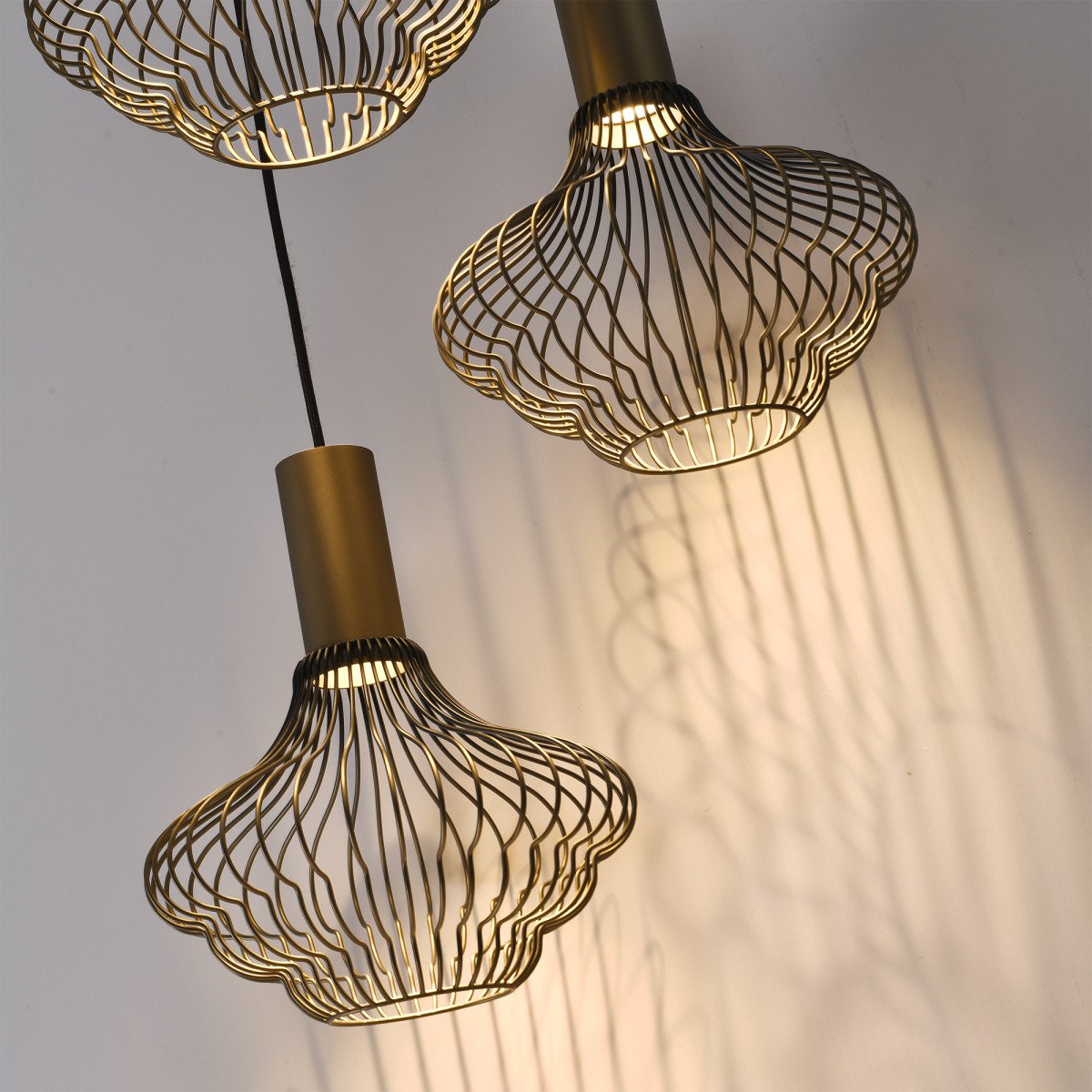 Asli 5-lichts Hanglamp Zwart Goud 