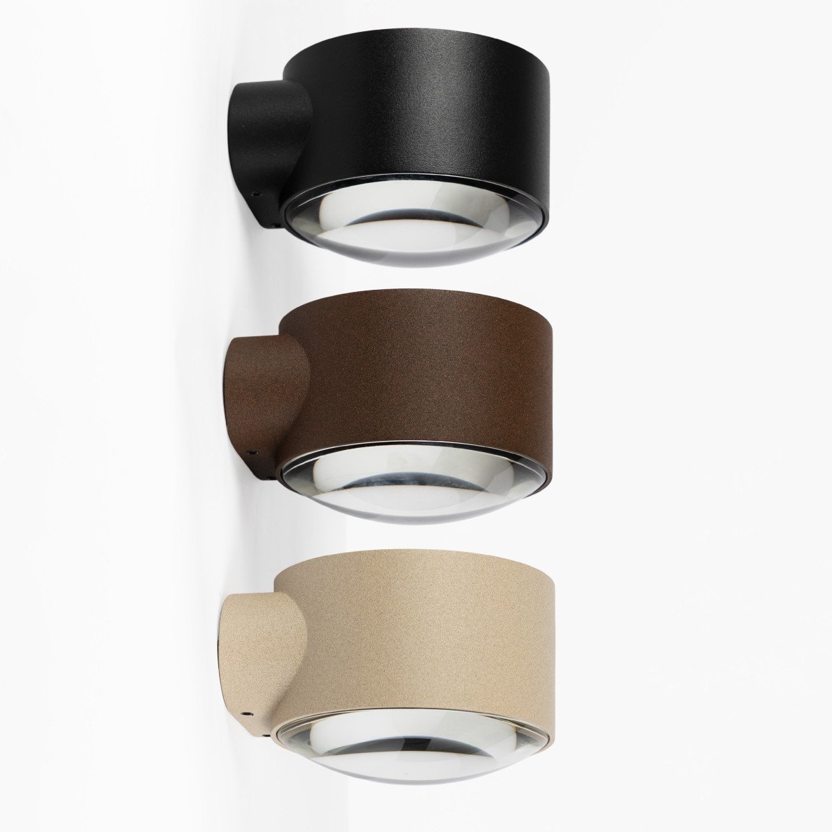 Zwarte convex glazen venster modern wandlamp up&down