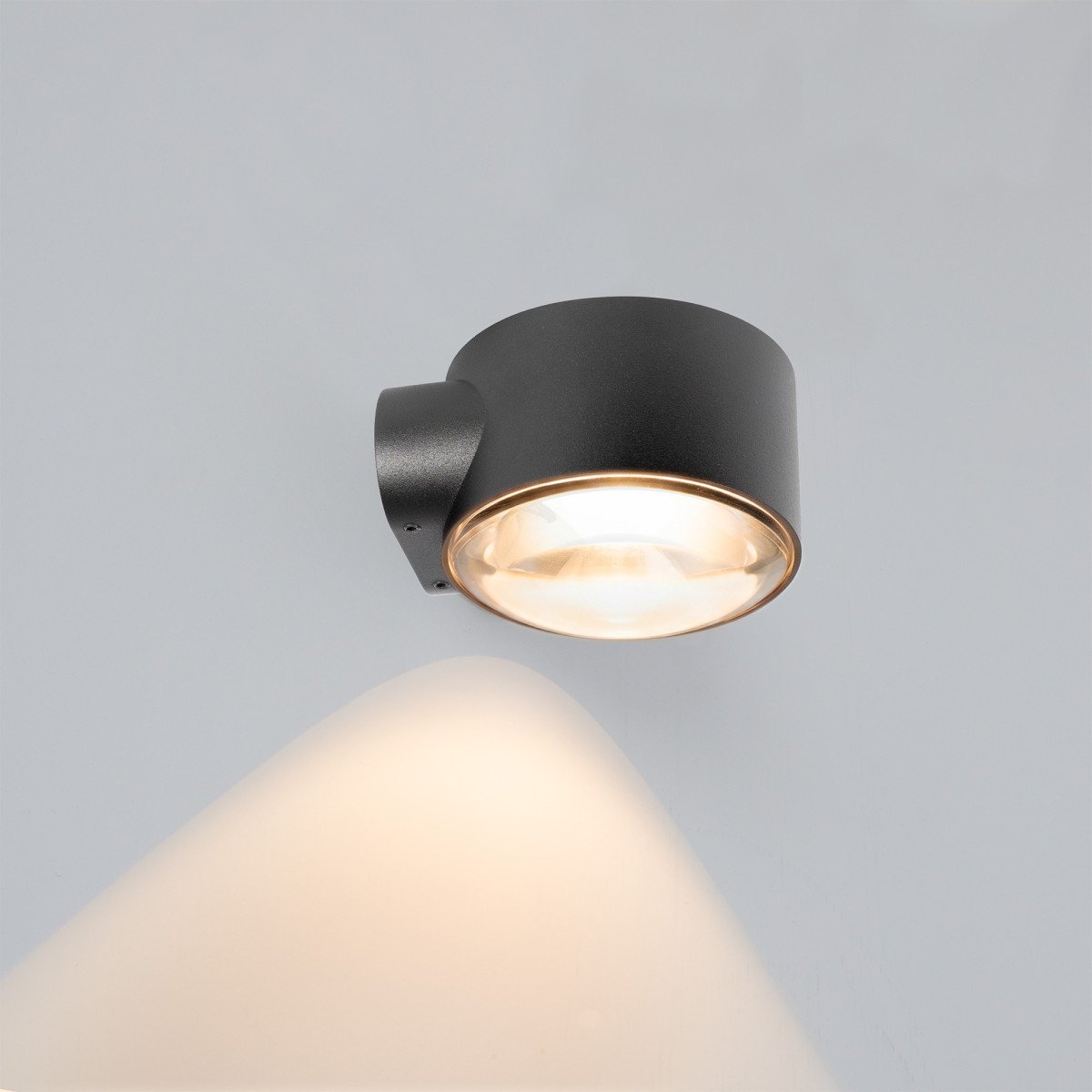 Zwarte convex glazen venster modern wandlamp up&down