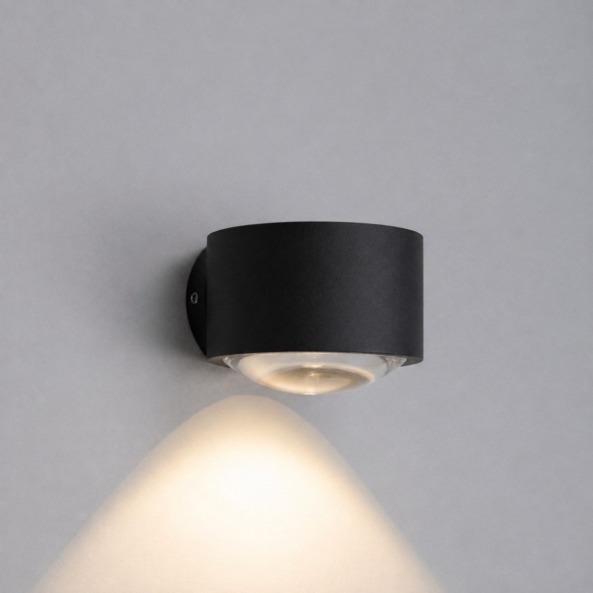 Zwarte convex glazen venster modern wandlamp up&down