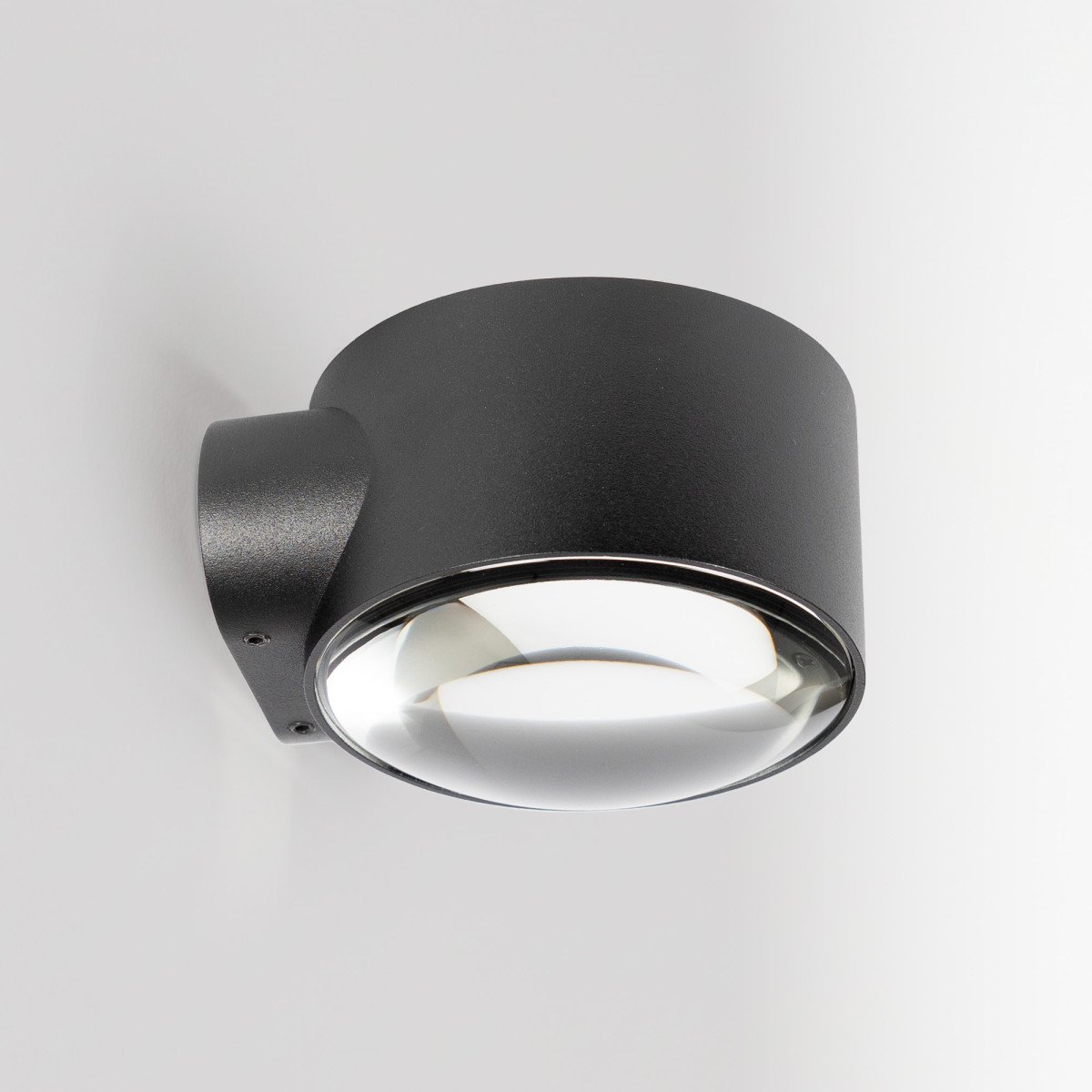 Zwarte convex glazen venster modern wandlamp up&down