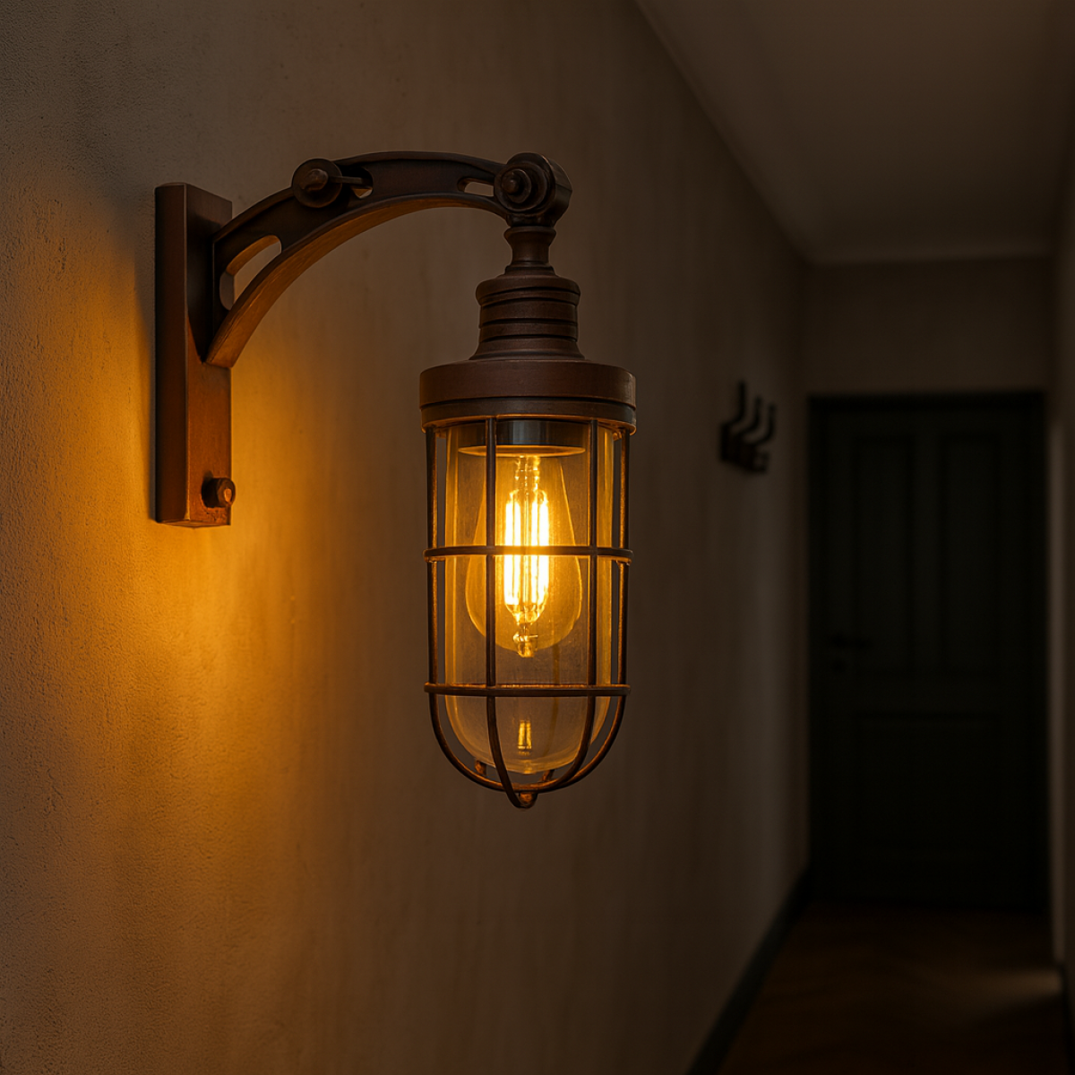 Muurlamp Hudson Antiek Donker Messing