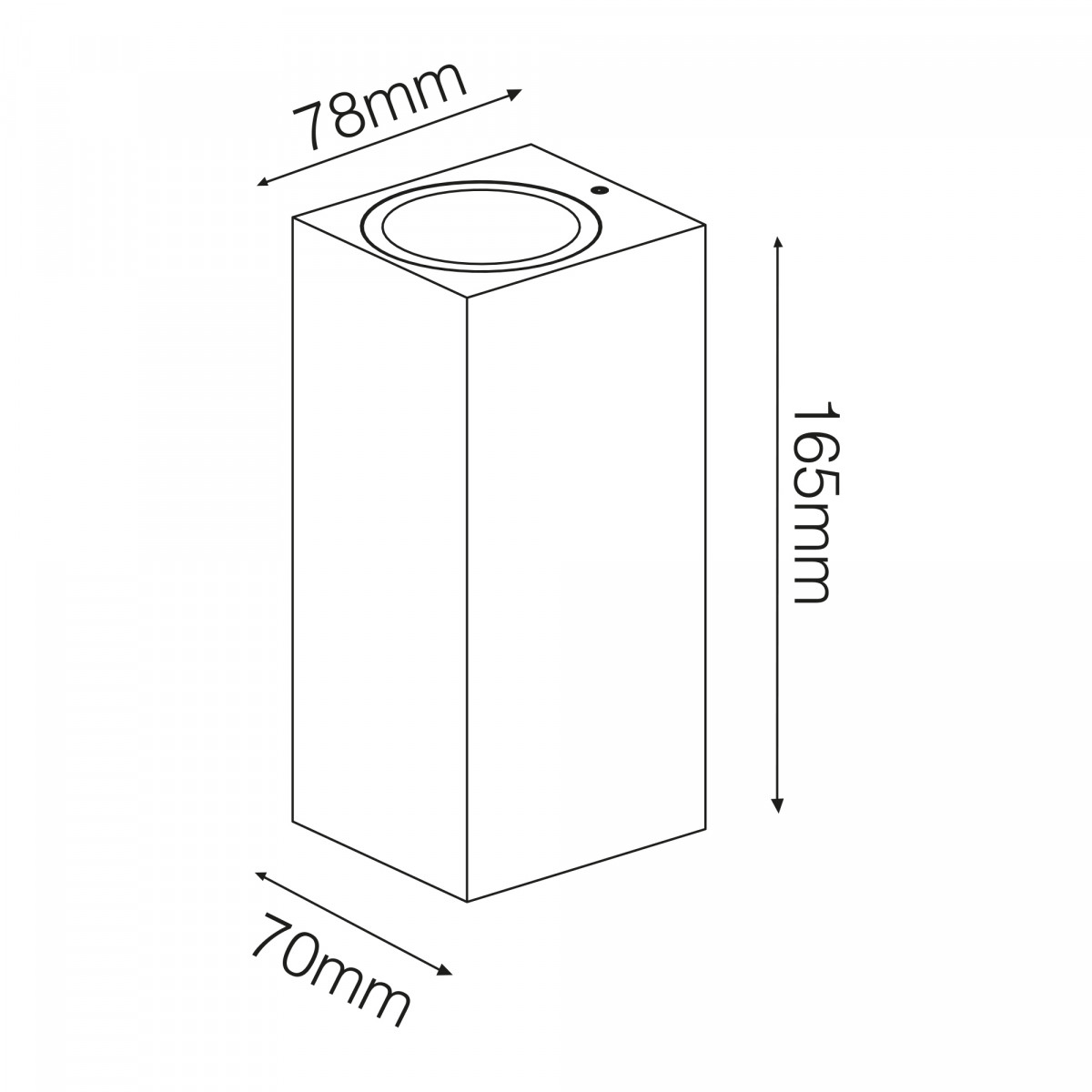 Geo wandlamp zwart aluminium, compacte up- & downlighter voor buiten met dubbele GU10 fitting en IP54-classificatie.